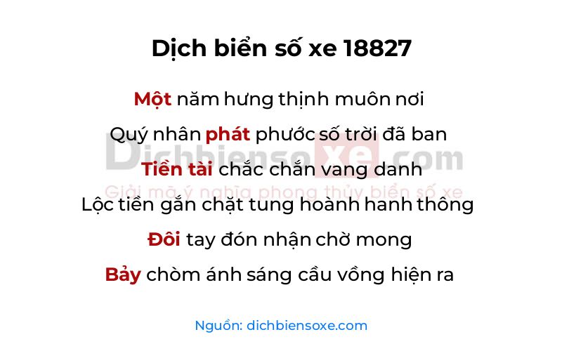 Dịch thơ biển số 18827