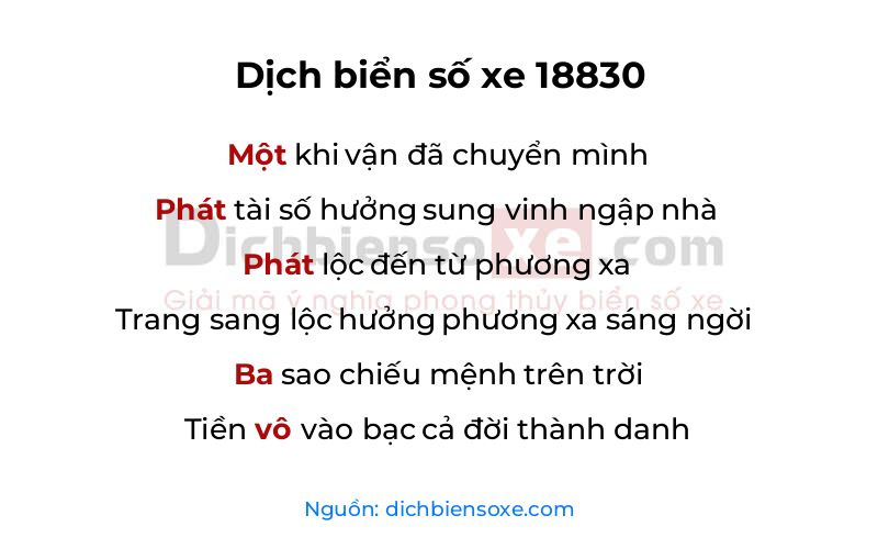 Dịch thơ biển số 18830