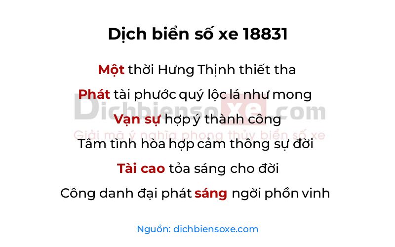 Dịch thơ biển số 18831