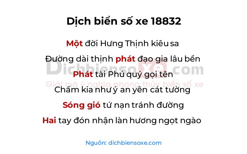 Dịch thơ biển số 18832