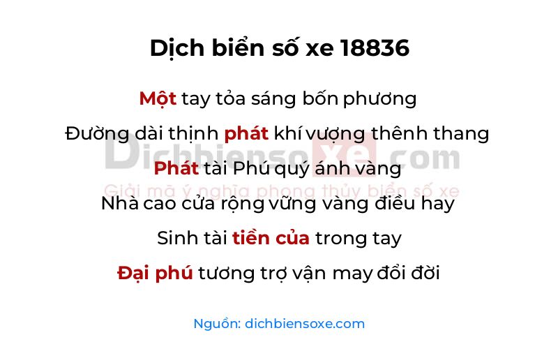 Dịch thơ biển số 18836
