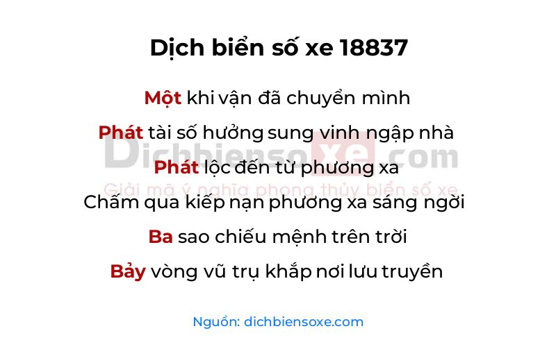 Dịch thơ biển số 18837