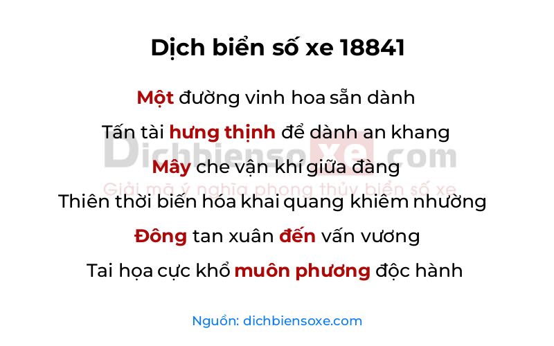 Dịch thơ biển số 18841