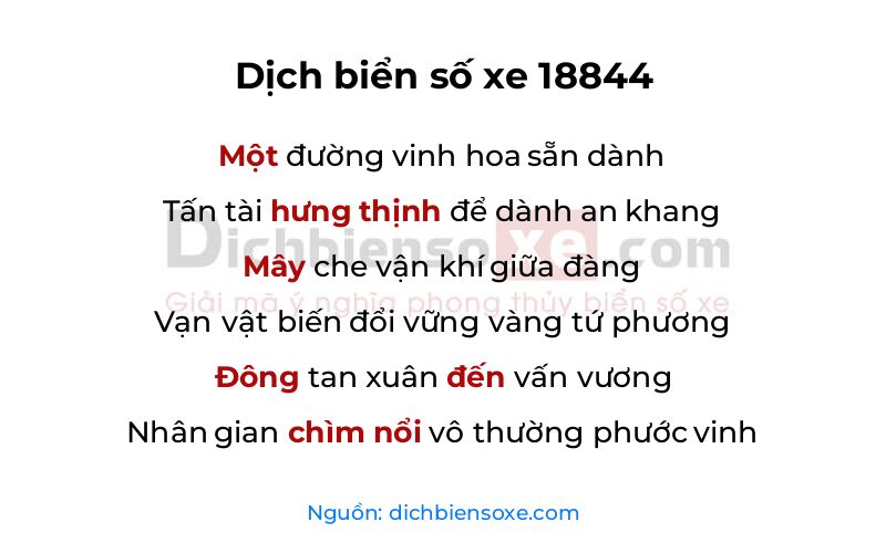 Dịch thơ biển số 18844
