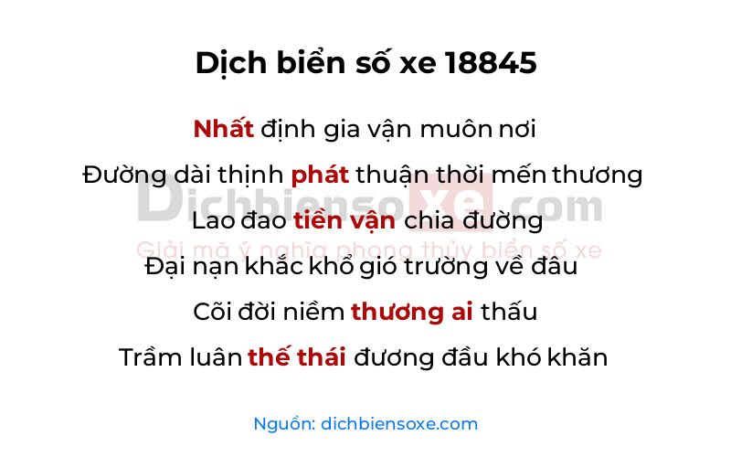 Dịch thơ biển số 18845