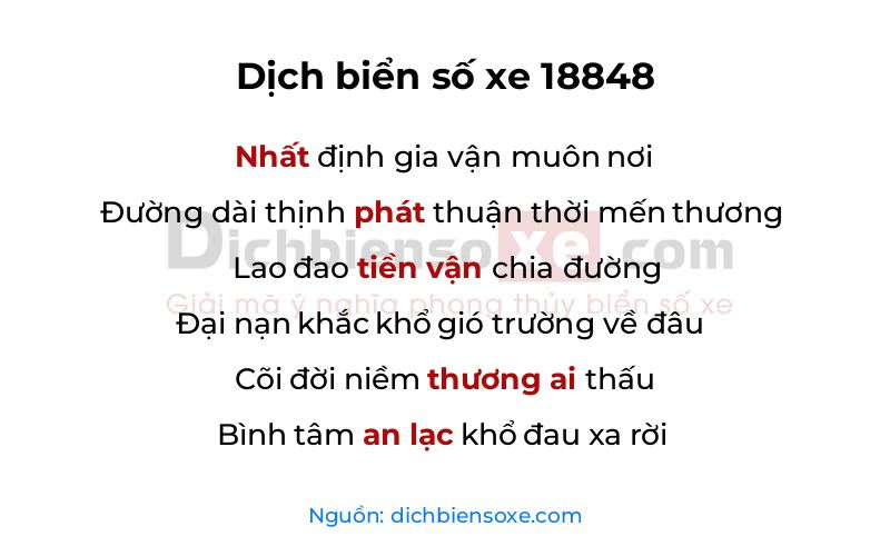 Dịch thơ biển số 18848