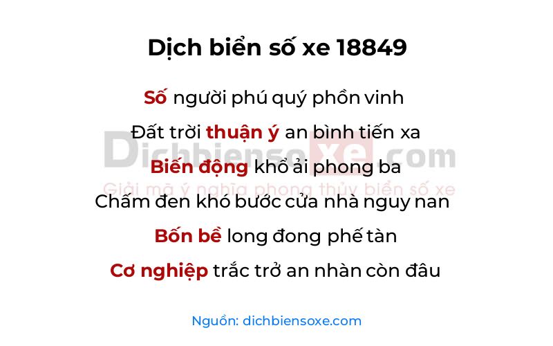 Dịch thơ biển số 18849