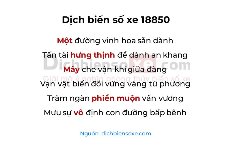 Dịch thơ biển số 18850