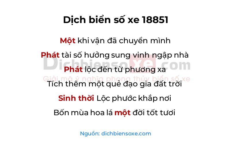 Dịch thơ biển số 18851