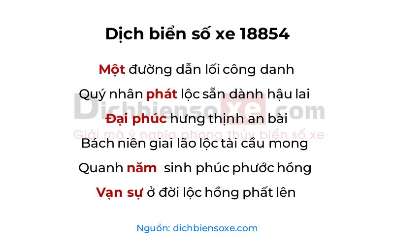 Dịch thơ biển số 18854