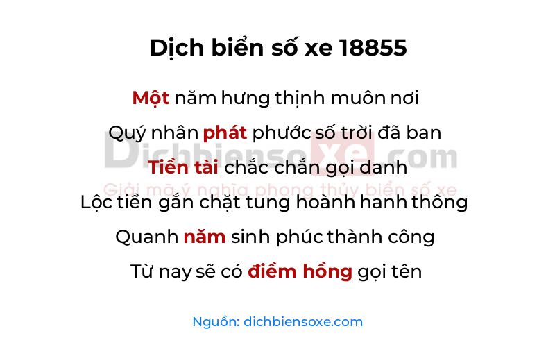 Dịch thơ biển số 18855