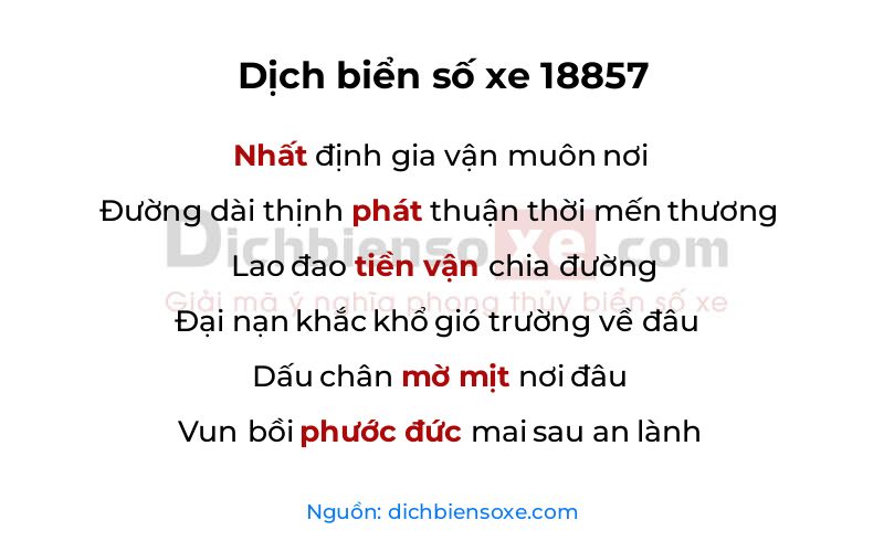 Dịch thơ biển số 18857