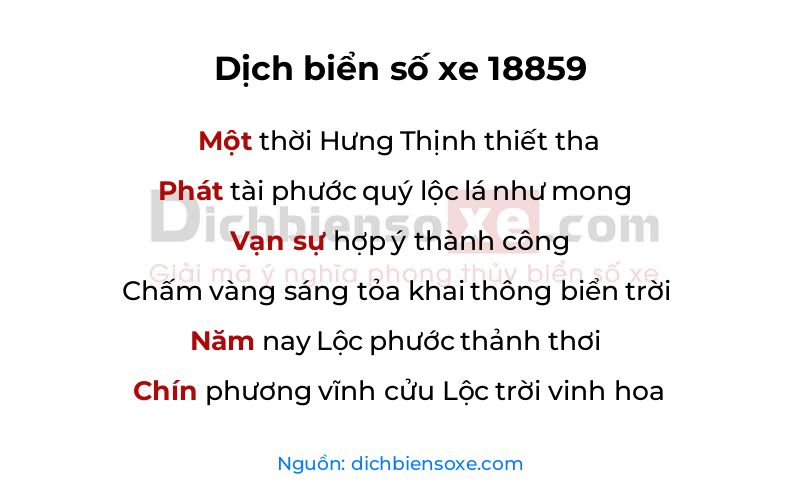 Dịch thơ biển số 18859