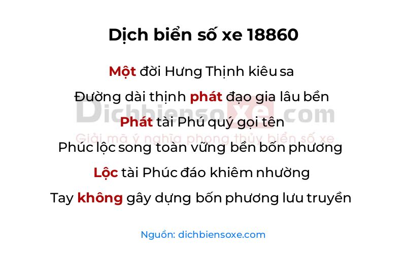 Dịch thơ biển số 18860