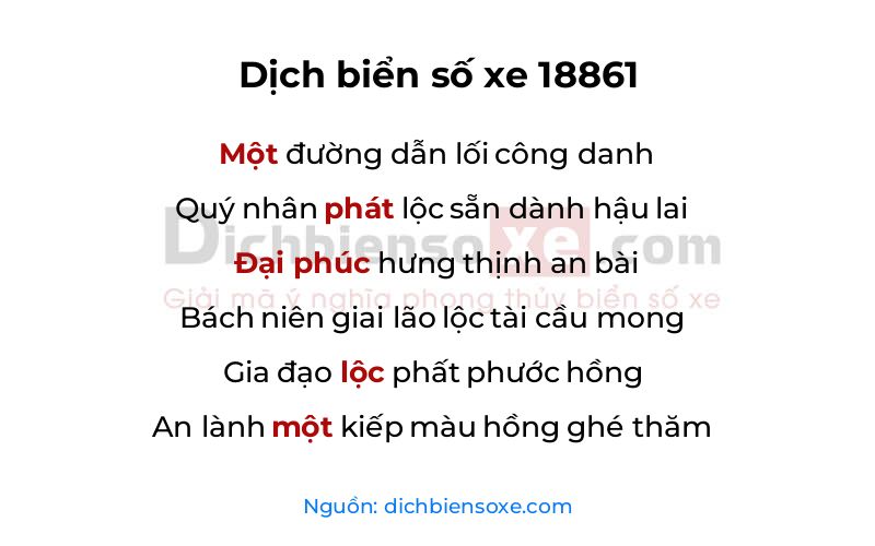 Dịch thơ biển số 18861