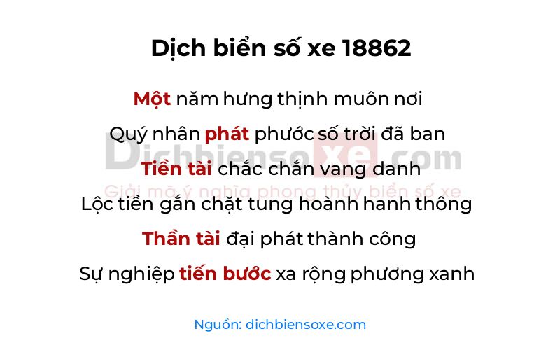 Dịch thơ biển số 18862