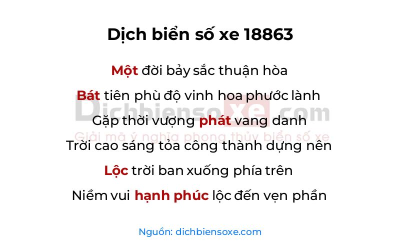 Dịch thơ biển số 18863