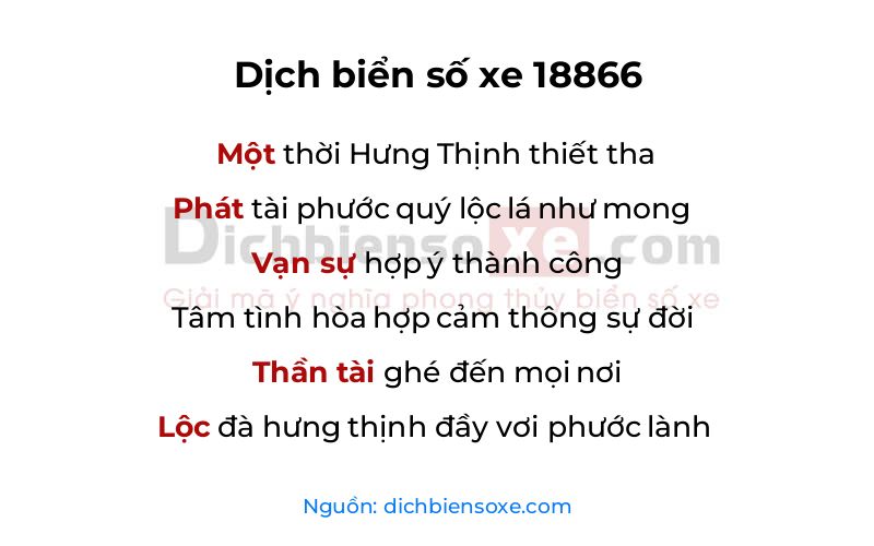Dịch thơ biển số 18866