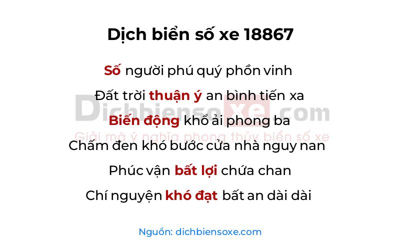 Dịch thơ biển số 18867