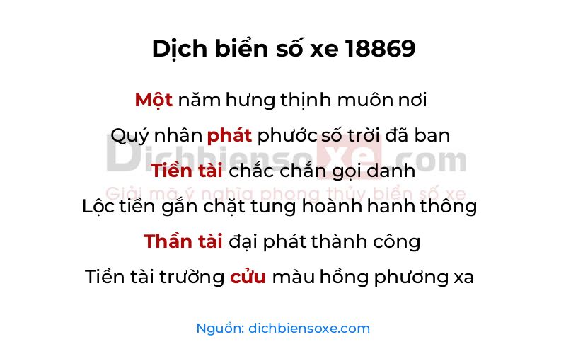 Dịch thơ biển số 18869