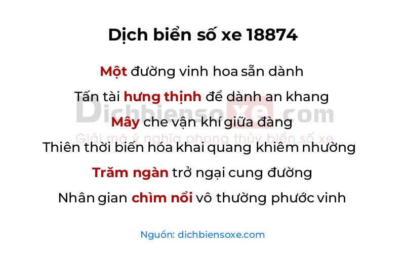 Dịch thơ biển số 18874