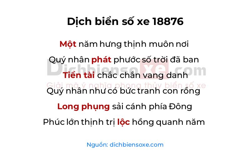 Dịch thơ biển số 18876