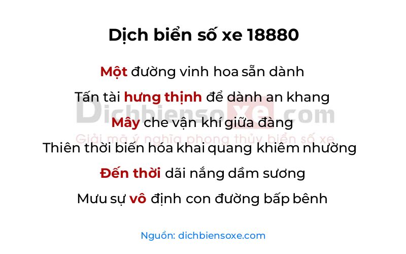 Dịch thơ biển số 18880
