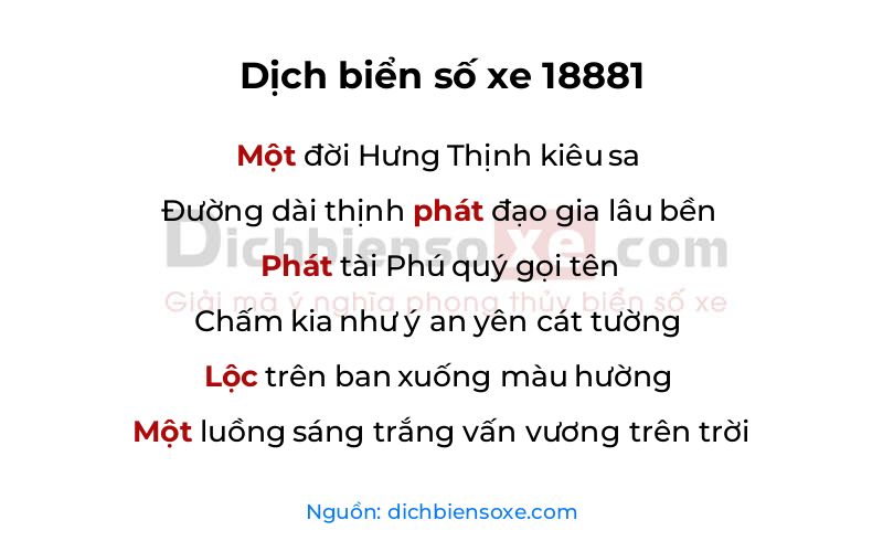 Dịch thơ biển số 18881