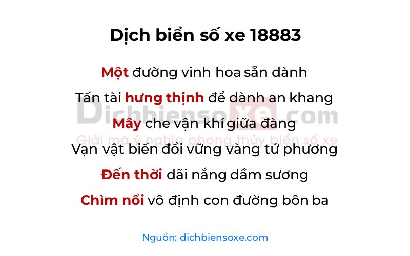 Dịch thơ biển số 18883