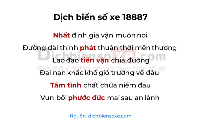 Dịch thơ biển số 18887