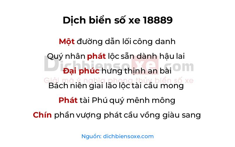 Dịch thơ biển số 18889