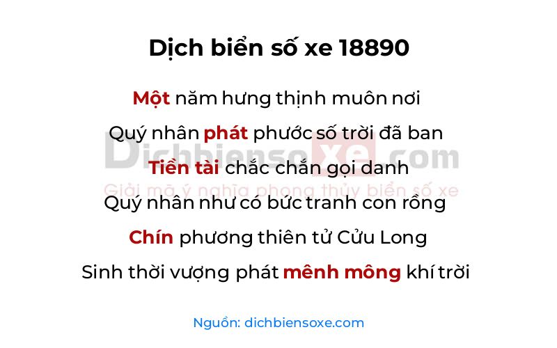 Dịch thơ biển số 18890