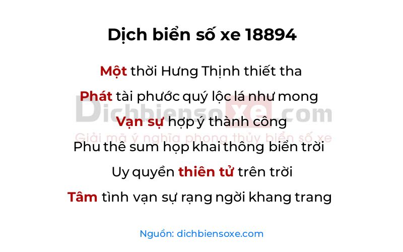 Dịch thơ biển số 18894