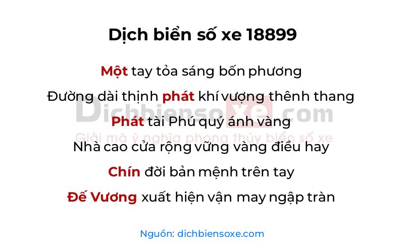 Dịch thơ biển số 18899