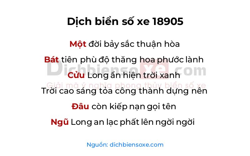 Dịch thơ biển số 18905