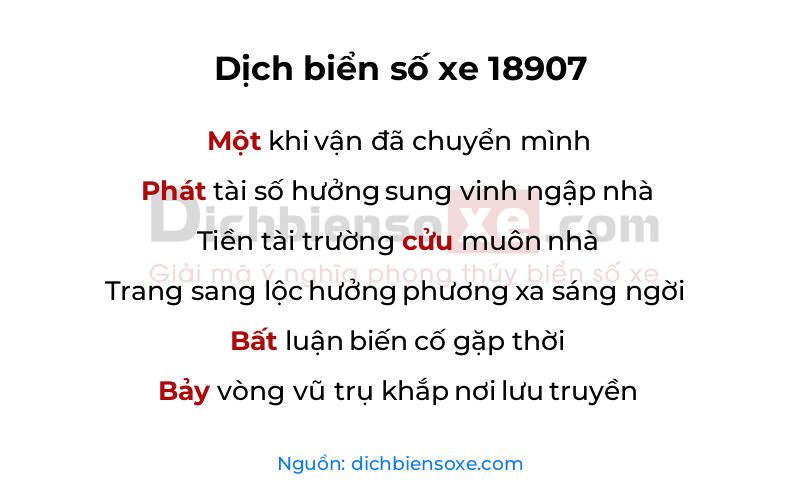 Dịch thơ biển số 18907
