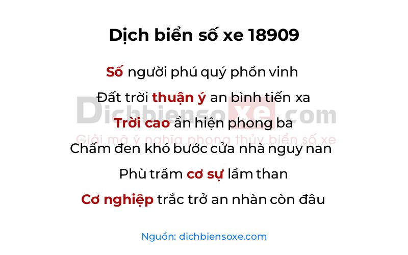 Dịch thơ biển số 18909