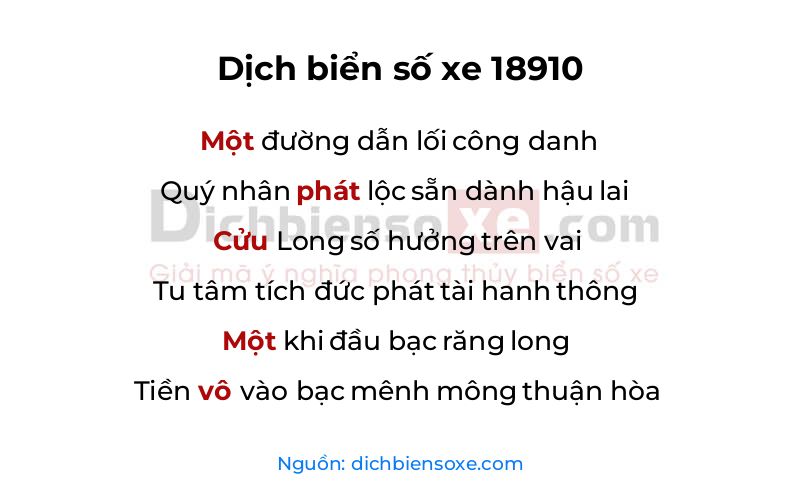 Dịch thơ biển số 18910
