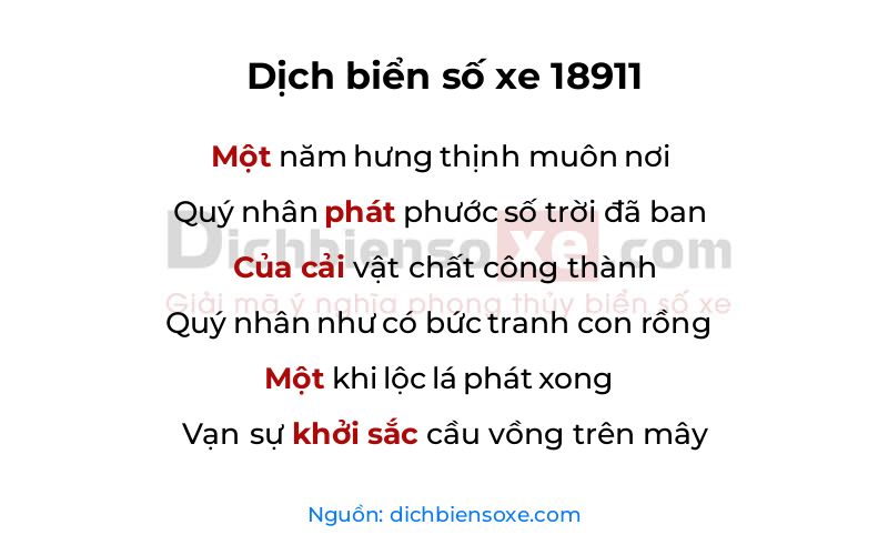 Dịch thơ biển số 18911