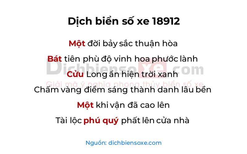Dịch thơ biển số 18912