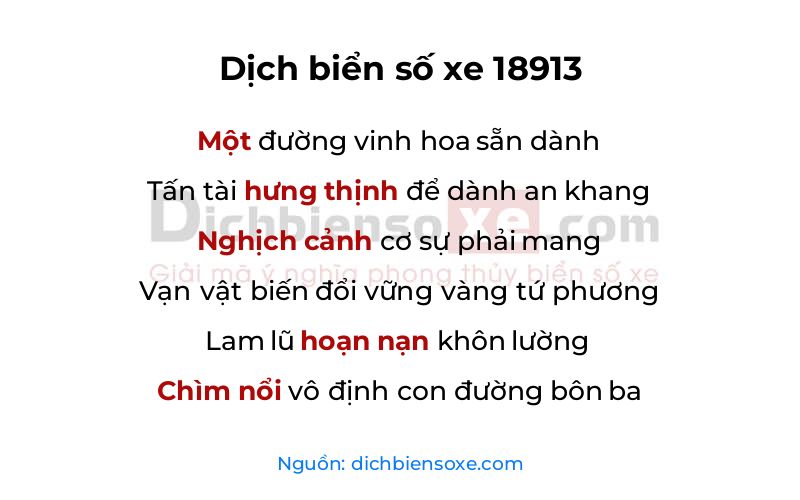 Dịch thơ biển số 18913