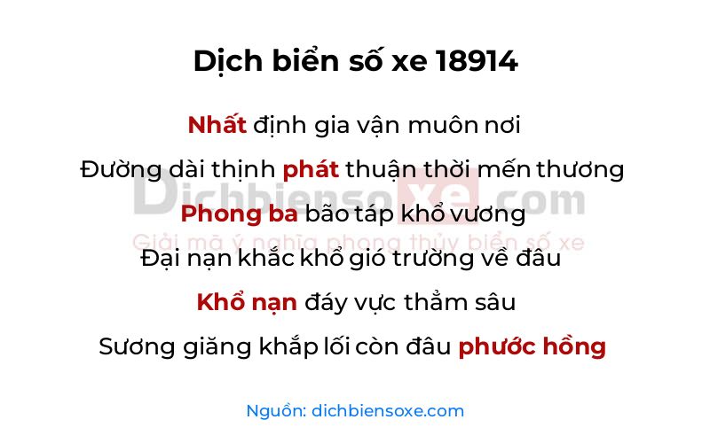 Dịch thơ biển số 18914