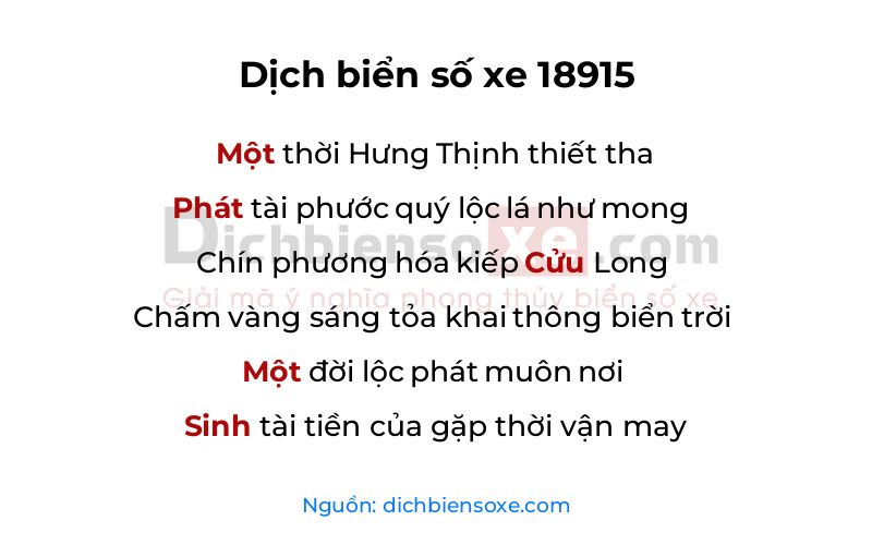Dịch thơ biển số 18915