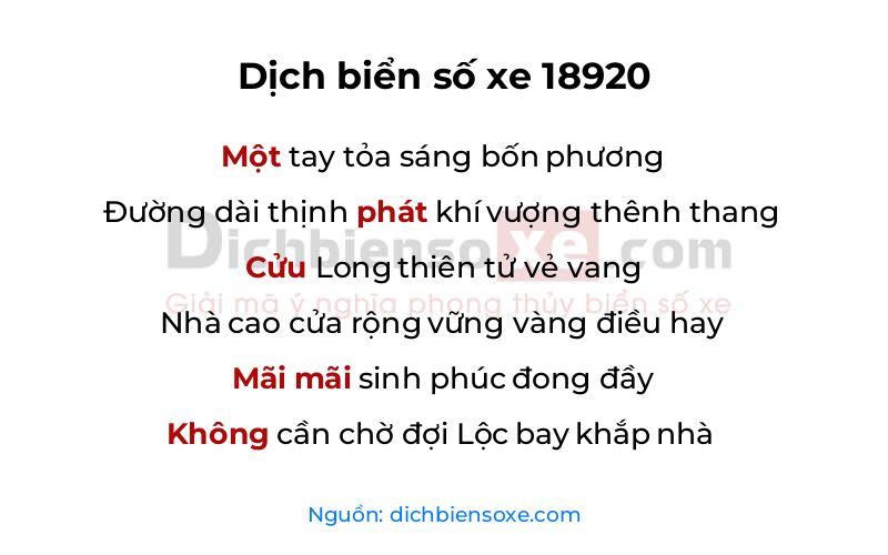 Dịch thơ biển số 18920