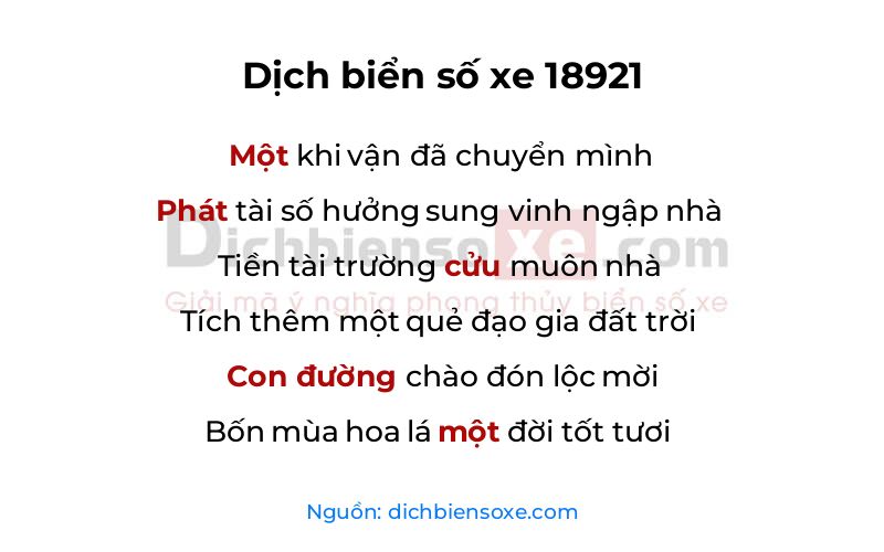 Dịch thơ biển số 18921