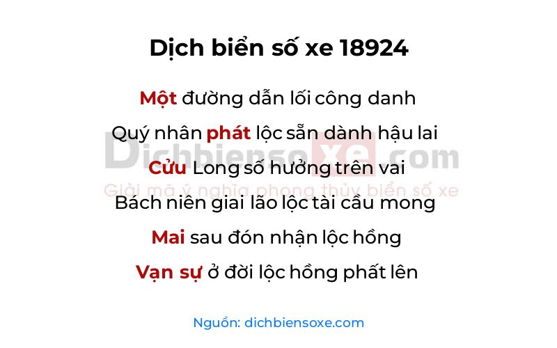 Dịch thơ biển số 18924