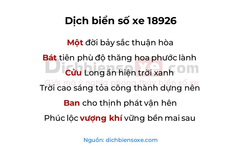 Dịch thơ biển số 18926