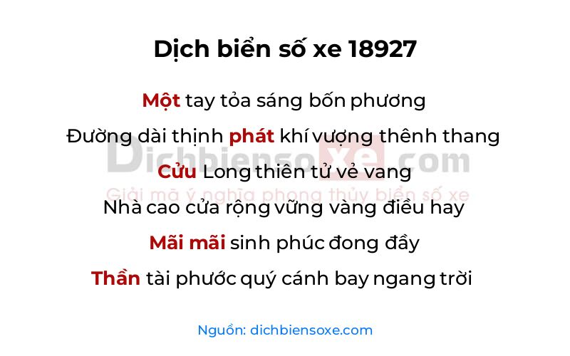 Dịch thơ biển số 18927