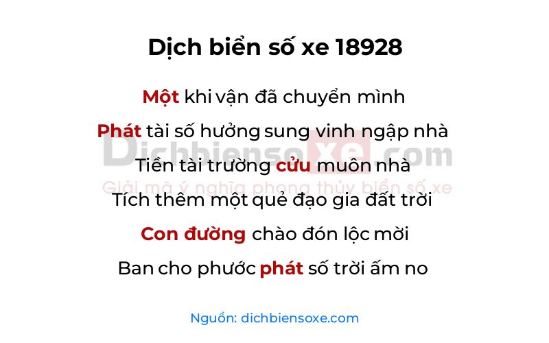 Dịch thơ biển số 18928