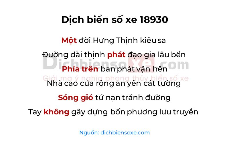 Dịch thơ biển số 18930